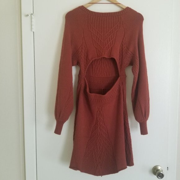 NWT Free People Emmaline Square Neck Puff Sleeve Mini Sweater Dress - Medium - Picture 5 of 11